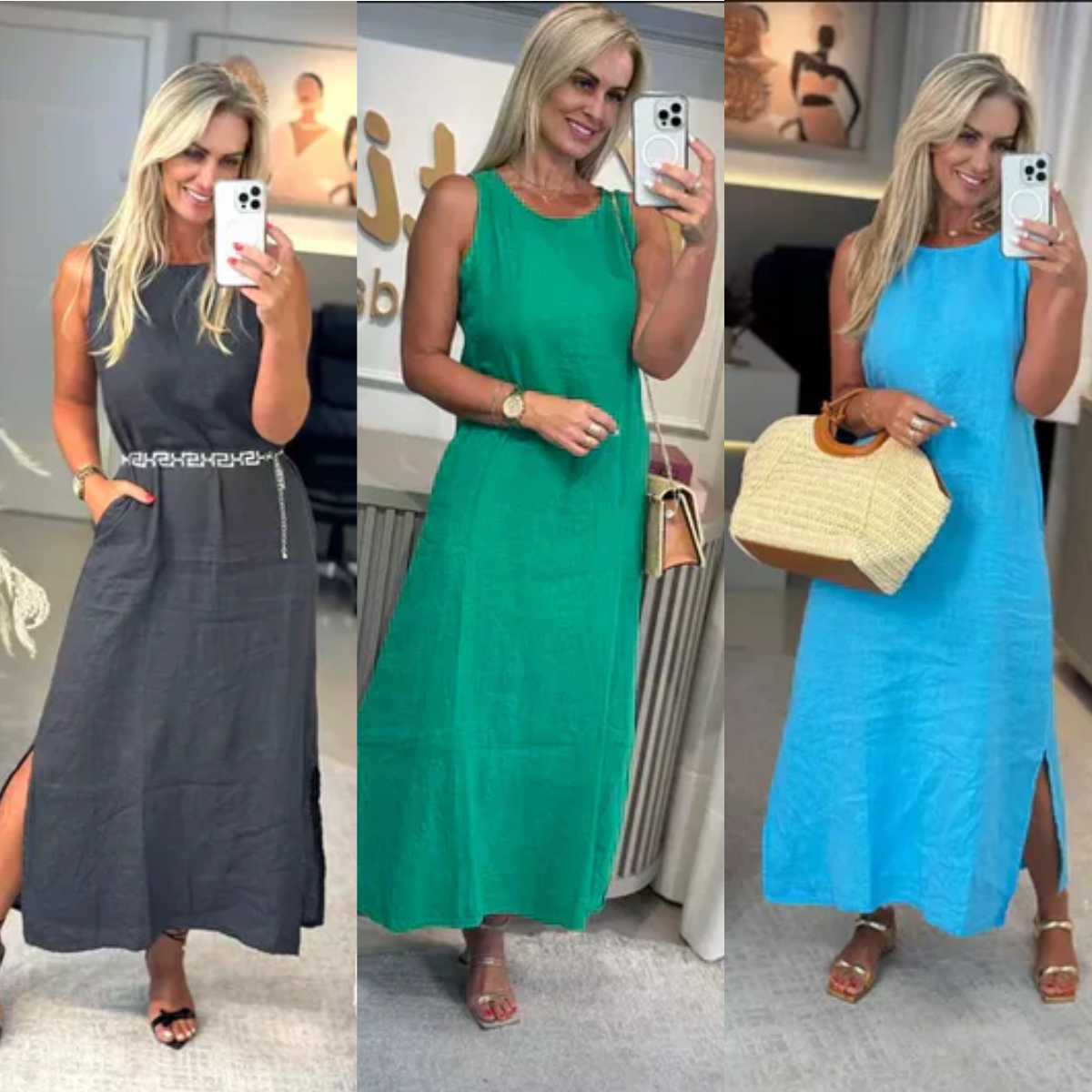 Kit de 3 Vestidos Midi – Só Até Hoje!
