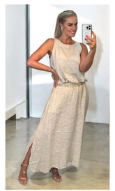Conjunto Feminino Verano - Feito em 100% Linho Italiano + Cinto de BRINDE